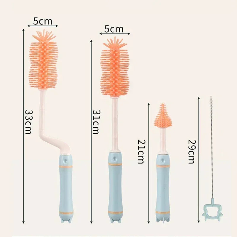 Kit de nettoyage pour biberons en silicone – Brosse 360° avec égouttoir