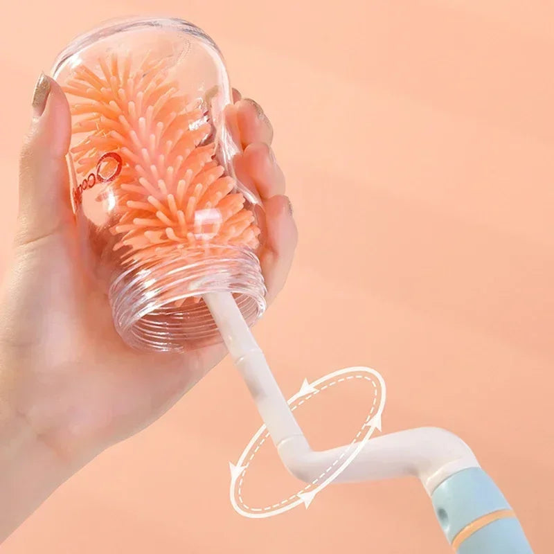 Kit de nettoyage pour biberons en silicone – Brosse 360° avec égouttoir